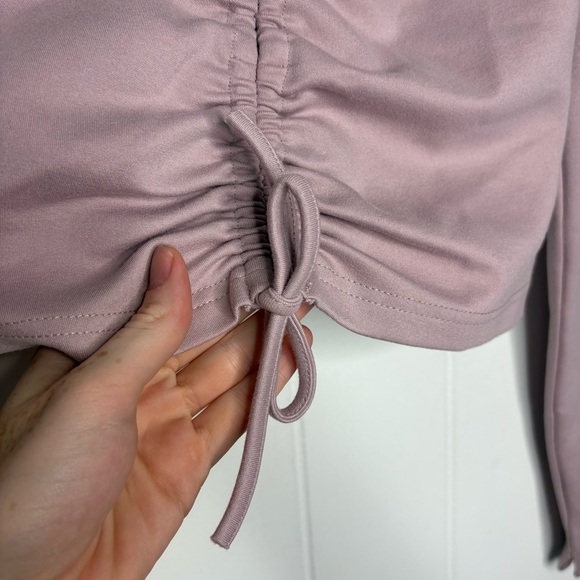 NICHOLAS Light Pink Stretchy Ruched Crop Top Tie Front 2 Australian Designer - Picture 6 of 9